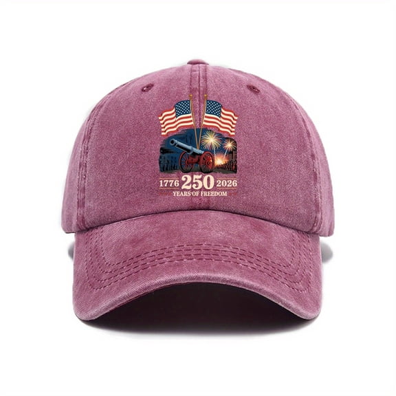 BRICH Women Men 1776-2026 250 Years Anniversary Hat USA Flag 250th Printed Hat 06-Pink One Size