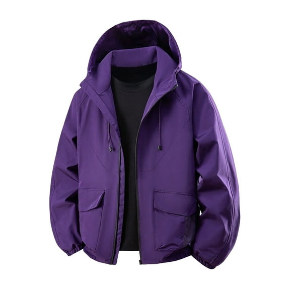 Xzbqbs Rain Jacket Men Windproof Waterproof Softshell Raincoat with Hood Casual Windbreaker Lightweight Jacket for Hiking Travel