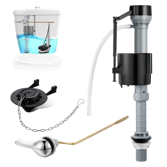 Qianfeng Universal Toilet Flusher Replacement Kit, 2-Inch Flapper, Fill Valve, Toilet Handle Lever, Easy to Install