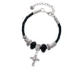 thumbnail image 2 of Delight Jewelry Silvertone Scroll Cross with Pink Crystal Granddaughter Celtic Knot Leather Bead Bracelet, 7"+2" Extender, 2 of 4