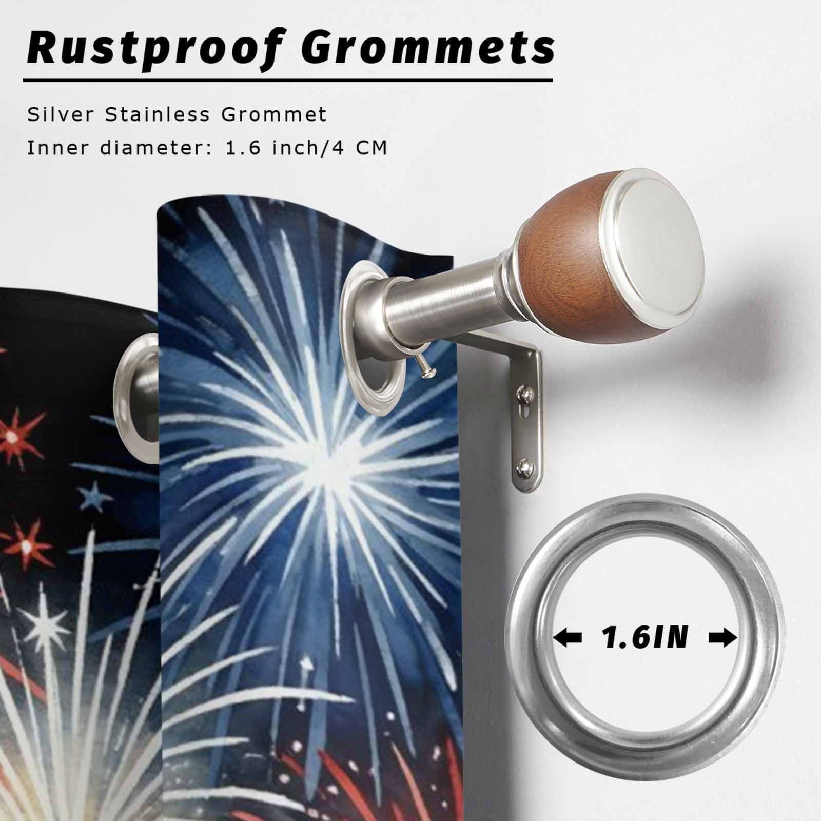 Independence Day Outdoor Curtains for Patio, American Flag Fireworks Starry Sky Abstract Watercolor Sunshade Privacy Drapes Grommet Waterproof Outside Curtains for Porch Balcony 54"x95", 2 Panel
