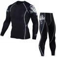 thumbnail image 2 of Hombres Gimnasio Correr Fitness Kit Pantalones de compresión Camisa Top Chaqueta de manga larga Conjunto Conjunto de ropa de entrenamiento Pompotops  oipoqjl7766, 2 of 4