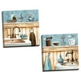 thumbnail image 2 of Gango Home Decor Classic Bathroom Wall Art; Two Blue 16x16in Hand-Stretched Canvases, 2 of 6