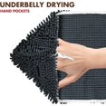 thumbnail image 2 of GFDYREE - Ultra Absorbent Microfiber Chenille Dog Bath Shammy Towel with Hand Pockets, Durable, Quick Drying, Washable, Prevent Mud Dirt (Color: Charcoal), 2 of 7