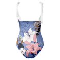 thumbnail image 3 of Aayomet High Cut One Piece Swimsuit Tummy Control Bathing Suits Modest Swimwear Criss Cross Tapes,Pink L, 3 of 4