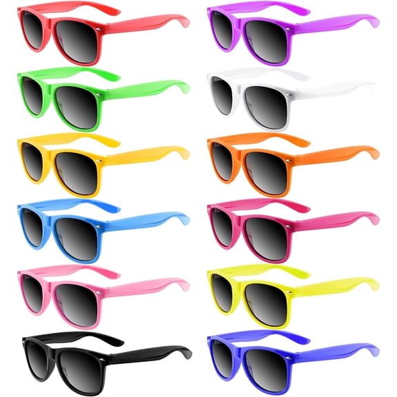 12 Pack Sunglasses Neon Colors Sunglasses Party Favors Goody Bag Fillers Bulk for Birthday Party Beach Pool Party, 12 Colors
