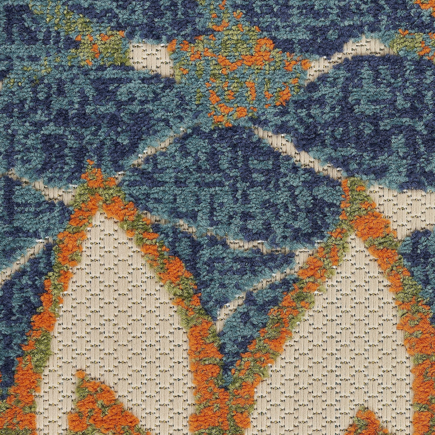 Nourison Aloha Indoor Outdoor Blue Green 3'6" x 5'6" Area Rug, Easy Cleaning, Non Shedding, Bed Room, Living Room, Dining Room, Kitchen (4x6)