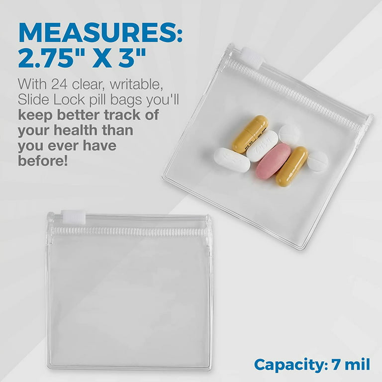  Pill Pouch Bags Zippered Set Reusable Baggies Clear
