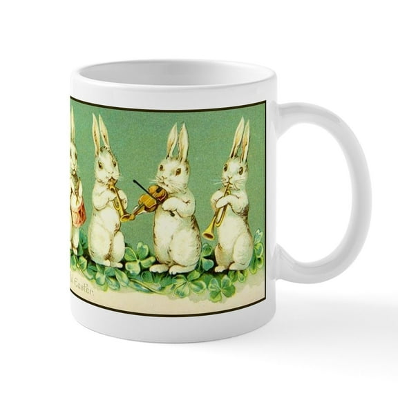 CafePress - Vintage Musical Easter Bunnies Mugs - 11 oz Ceramic Mug - Novelty Coffee Tea Cup