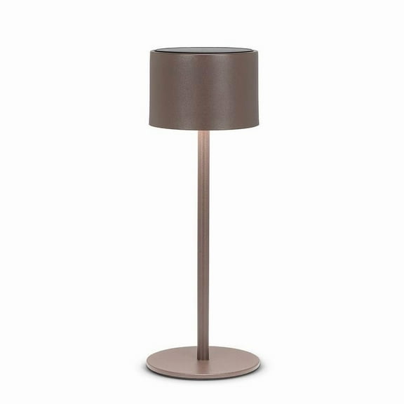 Abbott Classic Solar LED Table Lamp, Solar & USB Rechargeable Light, Dimmable with 3 Brightness Levels – Outdoor-friendly for Patio or Garden, 12"Brown