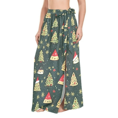 FORMRS Beach Sarong for Women Semi-Sheer Wrap Skirt Swimsuit Cover Up  Christmas Tree