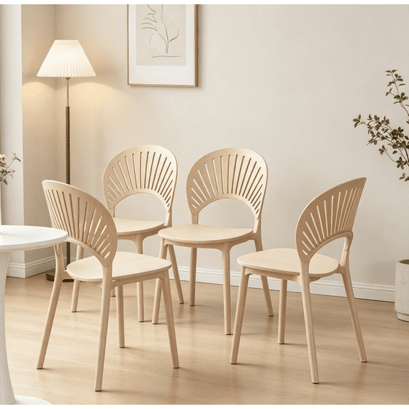 Plastic Dining Chair, Khaki (Set of 4)