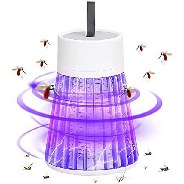 Mejora el matamosquitos, matamoscas electrónico de 360° para interiores, matamosquitos eléctrico súper rápido, matamosquitos con luz LED USB, lámpara matamosquitos