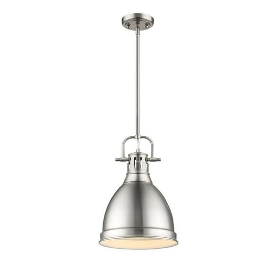 1 Light Vintage Industrial Ceiling Pendant in Chrome with Matte Black Shade-Pewter Finish-Pewter Shade Color Bailey Street Home 170-Bel-4159711