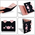 thumbnail image 5 of Monedero de cuero para mujer, lindo patrón de cerdo, billetera pequeña delgada de tres pliegues para mujeres y niñas (negro), 5 of 5