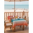 thumbnail image 2 of Outdoor Tablecloth with Umbrella Hole for Patio/Picnic/Party/Camping, Red Teal Orange Ombre Waterproof Table Cloth Rectangle Table Cover Washable, Modern Art Aesthetics Abstract (60"x 102"), 2 of 8