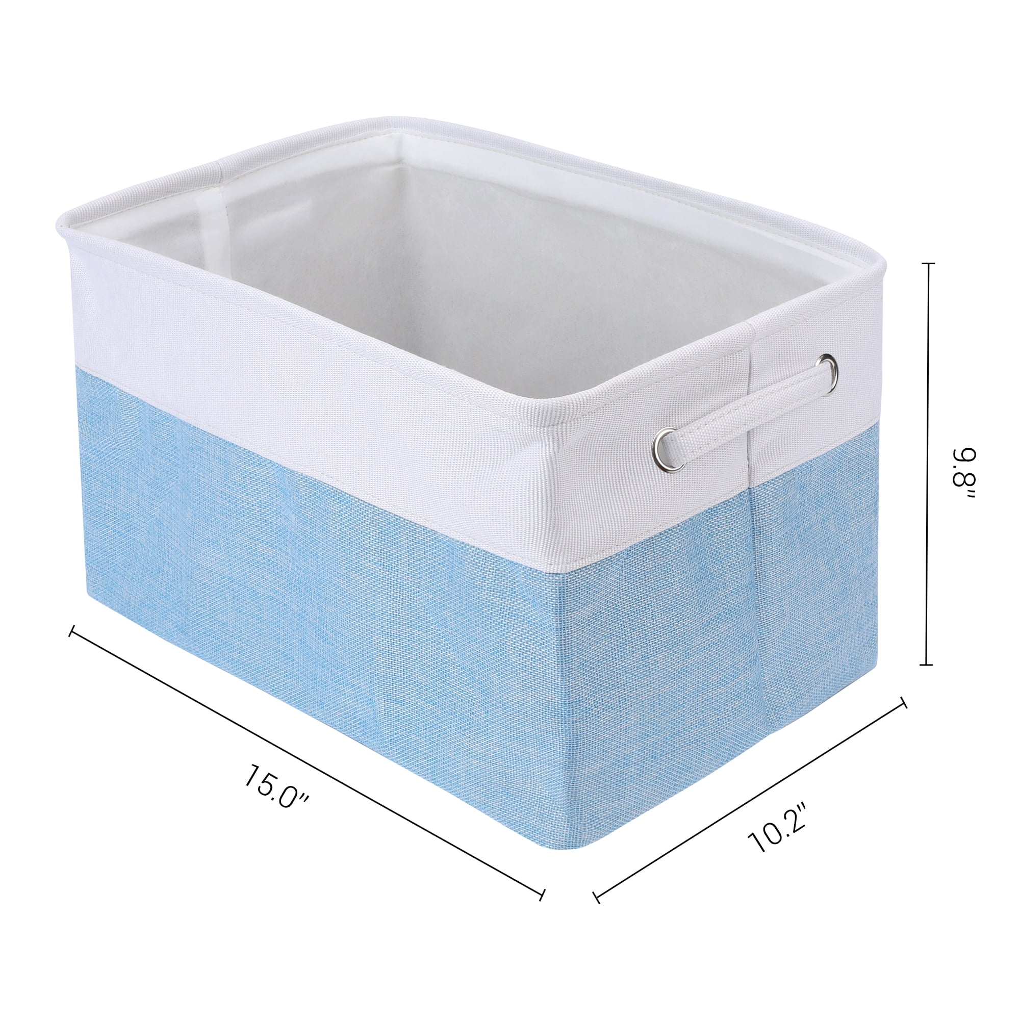 Unique Bargains Storage Cube Fabric Storage Bin with Handles Blue 15*10.2*9.8in