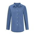 thumbnail image 5 of Utoimkio Women's Button Down Shirts Solid Color Long Sleeve V Neck Classic Shirt Business Casual Blouse Tops for Women, 5 of 7