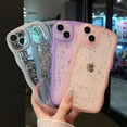 thumbnail image 6 of for iPhone 13 Case 6.1",Cute Curly Wave Case with Star Glitter,Clear Shiny Bling Soft TPU Shockproof Phone Protecive Case for Women Girls-Blue, 6 of 18
