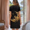 thumbnail image 3 of Yuyamidu Sunflower Butterfly Moon Women's Nightgowns Black Button Down Night Gowns Crew Neck Sleepshirt Short Sleeve Pajama Top, 3 of 7