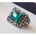 thumbnail image 3 of Malachite Mens Ring, Natural Square Malachite Ring, Silver Jewelry, 925 Silver Ring, Birthday Gift, Heavy Mens Ring, Arabic Design, Ottoman Style Ring, Christmas, Turkey Mens Signet Ring, 3 of 6