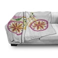thumbnail image 3 of Bicycle Soft Flannel Fleece Blanket, Fantasy Bike with Exotic Swirling Floral Detail on the Seat and Tires Hippie Image, Cozy Plush for Indoor and Outdoor Use, 50" x 60", Pink Yellow, by Ambesonne, 3 of 6