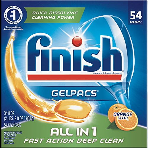 Finition Gelpacs Orange, 54 Ct, Comprimés Détergents pour Lave-Vaisselle
