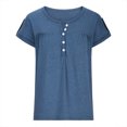 thumbnail image 4 of Mittory Women's V Neck Short Sleeve Tops Button Down Casual T Shirts Basic Dressy Tees, 4 of 7