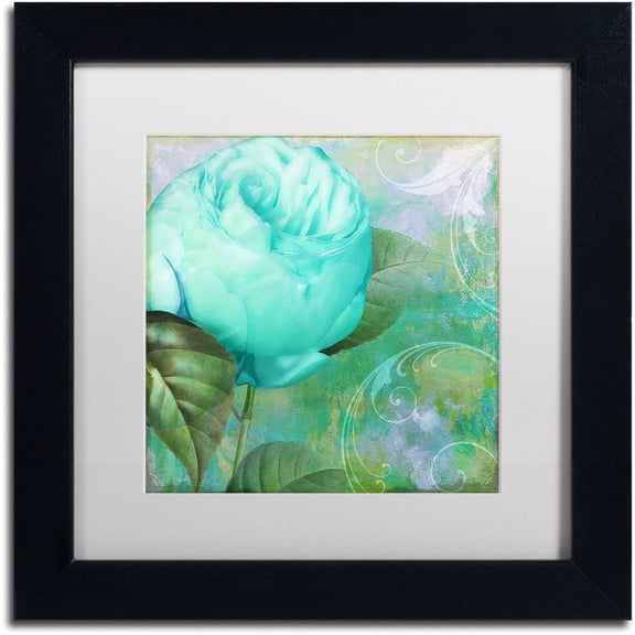 Trademark Fine Art "Aqua Rose I" Canvas Art by Color Bakery White Matte, Black Frame
