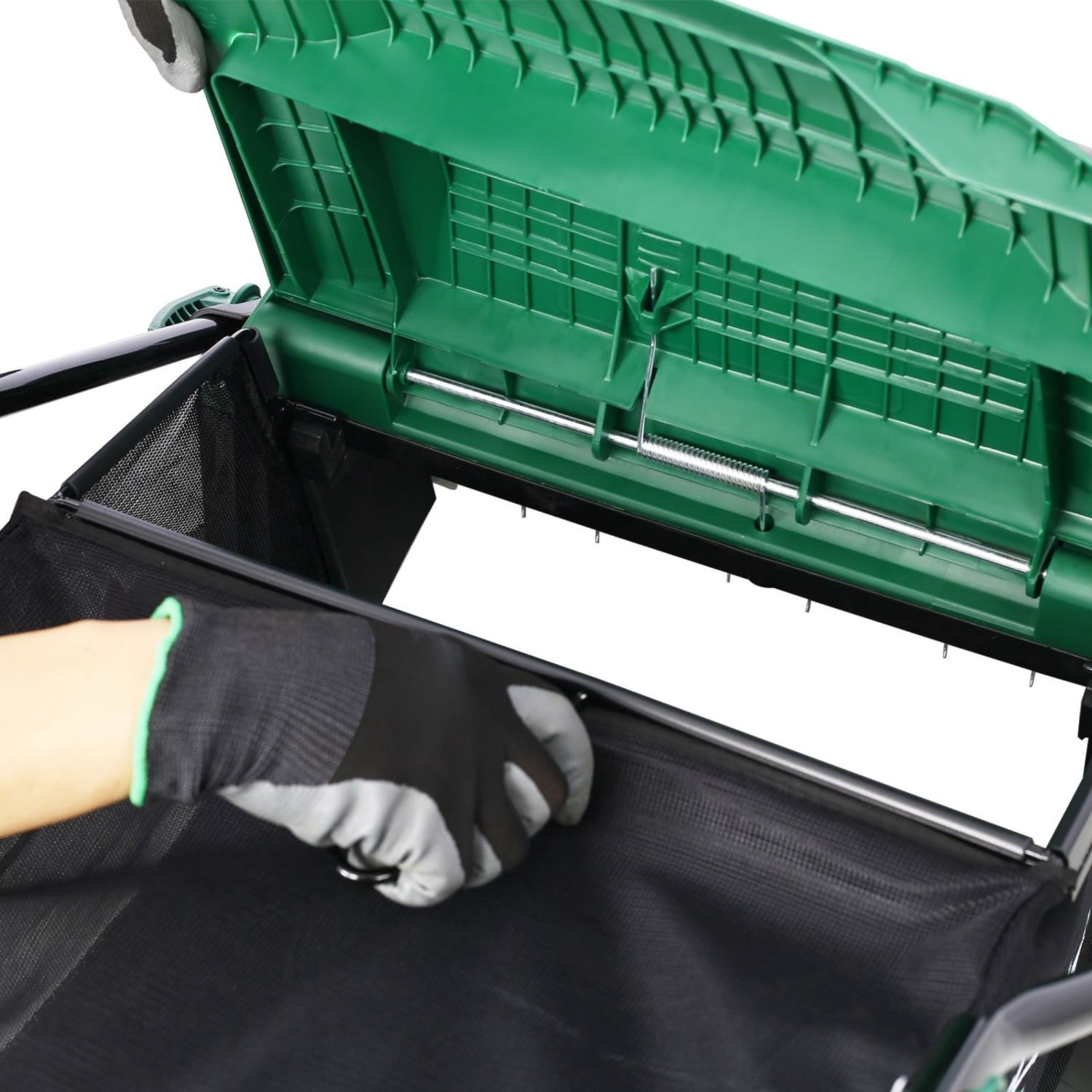 Green Two-in-one Electric Lawn Mower with 58-quart Collection Bag, Suitable for Gardens