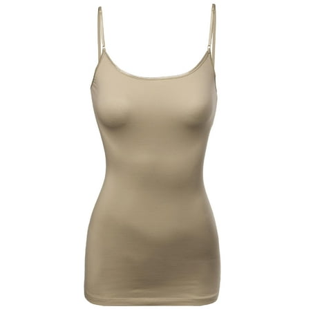 

FashionOutfit Women s Solid Scoop Neck Cami W Adjustable Strap