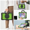 thumbnail image 4 of Case for Samsung Galaxy Tab A7 Lite 2021 8.7" SM-T220/T225/T227 with Pencil Holder + Built-in Kickstand + 360° Rotating Handle + Screen Protector, 3 Layer Rugged Heavy Duty Case, Green+Black, 4 of 9