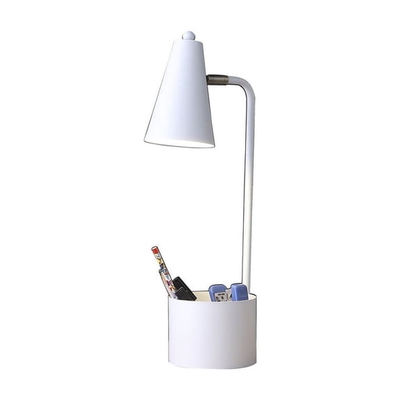 Roninkier Modern Desk Lamp with Organizer,Three Colours Dimmable for Home Office,White