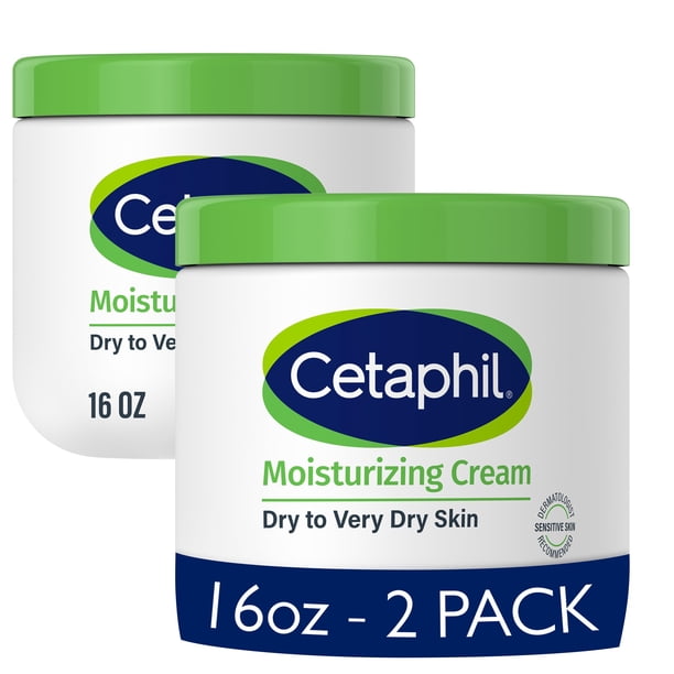 Body Moisturizer by CETAPHIL, Hydrating Moisturizing Cream for Dry to Very Dry, Sensitive Skin, NEW 16 oz 2 Pack, Fragrance Free, Non-Comedogenic, Non-Greasy