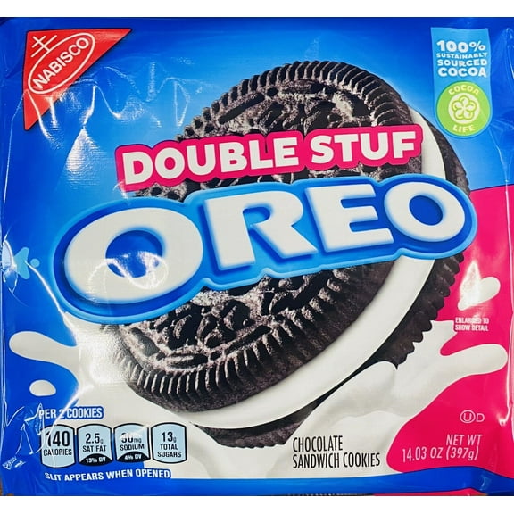 NABISCO OREO DOUBLE STUF Vanilla Creme Chocolate Sandwich Cookies 14.03 oz