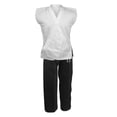 thumbnail image 2 of Karate Sleeveless Uniform Gi, White Top and Black Pants, Martial Arts Open Taekwondo Demo Team Set (#1), 2 of 3