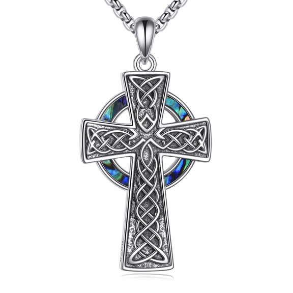 Celtic Cross Necklace Sterling Silver Irish Knot Pendant Crucifix Jewelry Birthday Gifts for Women Men