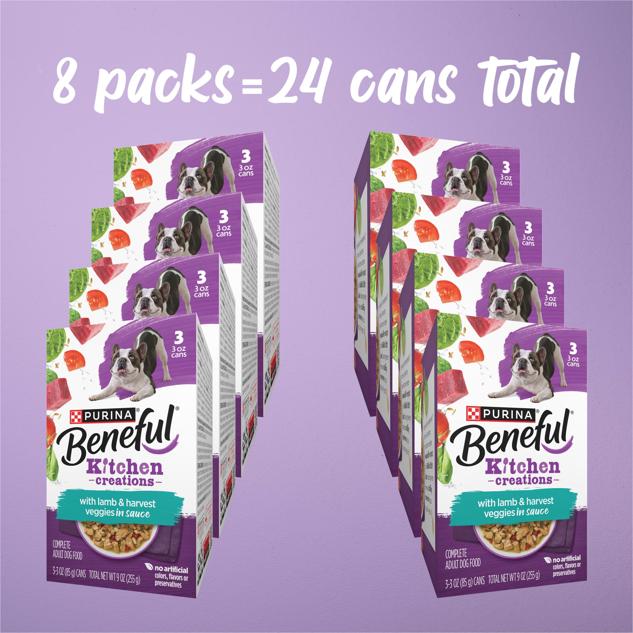 Purina Beneful Kitchen Creations With Lamb and Harvest Veggies in Sauce Wet Dog Food, 3 oz, 8 Pack