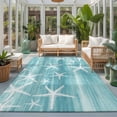 thumbnail image 2 of Area Rugs 3'x5', Teal Coastal Carpet Runner Indoor Outdoor Rugs Home Decor Aesthetic, Summer Ocean Waves Ombre Sea Starfish Non Slip Mats Washable Accent Rug for Living Room Bedroom, 2 of 8