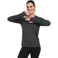 thumbnail image 4 of Cadmus Women's Quick Dry Long Sleeve Shirts Athletic Yoga Tops Casual Sun Protection Running Shirt with Thumb Hole,Grey,Small, 4 of 5