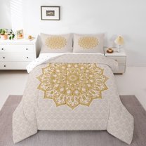 Manfei Teens Boho Mandala Full Size Comforter Sets 3-Piece,Hippie Floral Bedding Comforter Set,Exotic Style Lightweight Bedding Sets,Ultra Soft Home Decor,Reversible