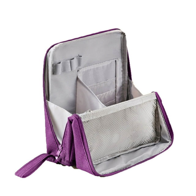 Doresty Makeup Bag Purpose Large Capacity Cloth Standing Makeup Bag Organizer With Compartments Portable Vertical Toiletry & Stationery Storage Long Beach Bag And Purse Small Messenger Bag for Men