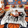 thumbnail image 3 of Erosebridal 3D Breaking Basketball Queen Comforter Set, Sport Bedding Comforter Set for Men and Boys, Gray Reversible 3 Pieces, 1 Comforter and 2 Pillowcases, 3 of 6