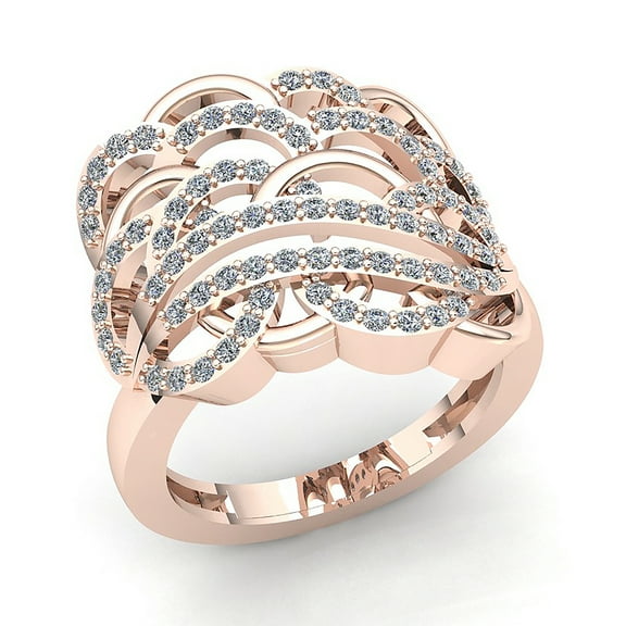 Natural 1carat Round Cut Diamond Ladies Bridal Interlinked Anniversary Wedding Band Solid 10K Rose, White or Yellow Gold H SI2