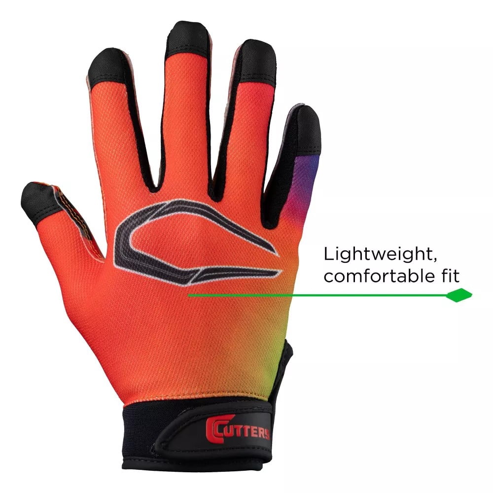 Cutters, Game Day Football Receiver Gloves, Youth, S/M, Drip Face