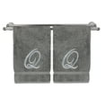 thumbnail image 3 of Monogrammed Hand Towel, Personalized Gift, 16 x 30 Inches - Set of 2 - Silver Embroidered Towel - Extra Absorbent 100% Turkish Cotton- Soft Terry Finish - for Bathroom, Kitchen and Spa- Script Q Gray, 3 of 3