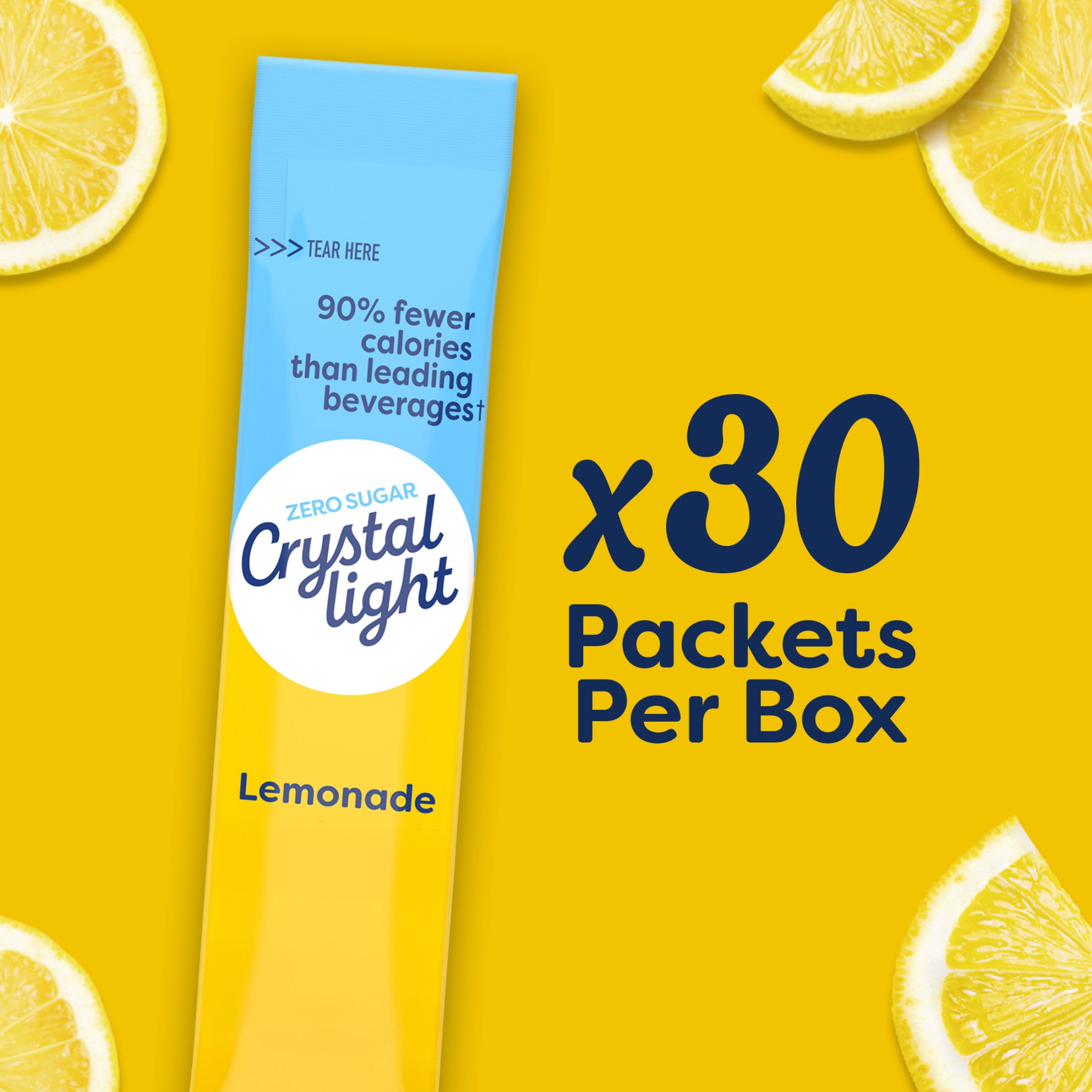 (2 pack) Crystal Light Drink Mix, Lemonade, On The Go Packets, 30 ct Box