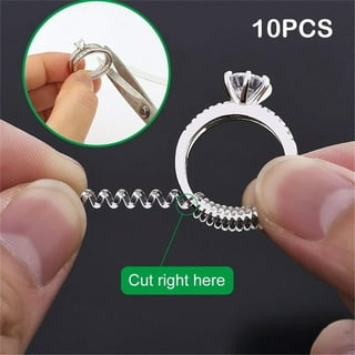 Yirtree 5pcs Ring Rubber Size Adjuster for Loose Rings Invisible Ring Guard for Women Clear Plastic Wide Thin Band Resizing Ring Resize Make Ring