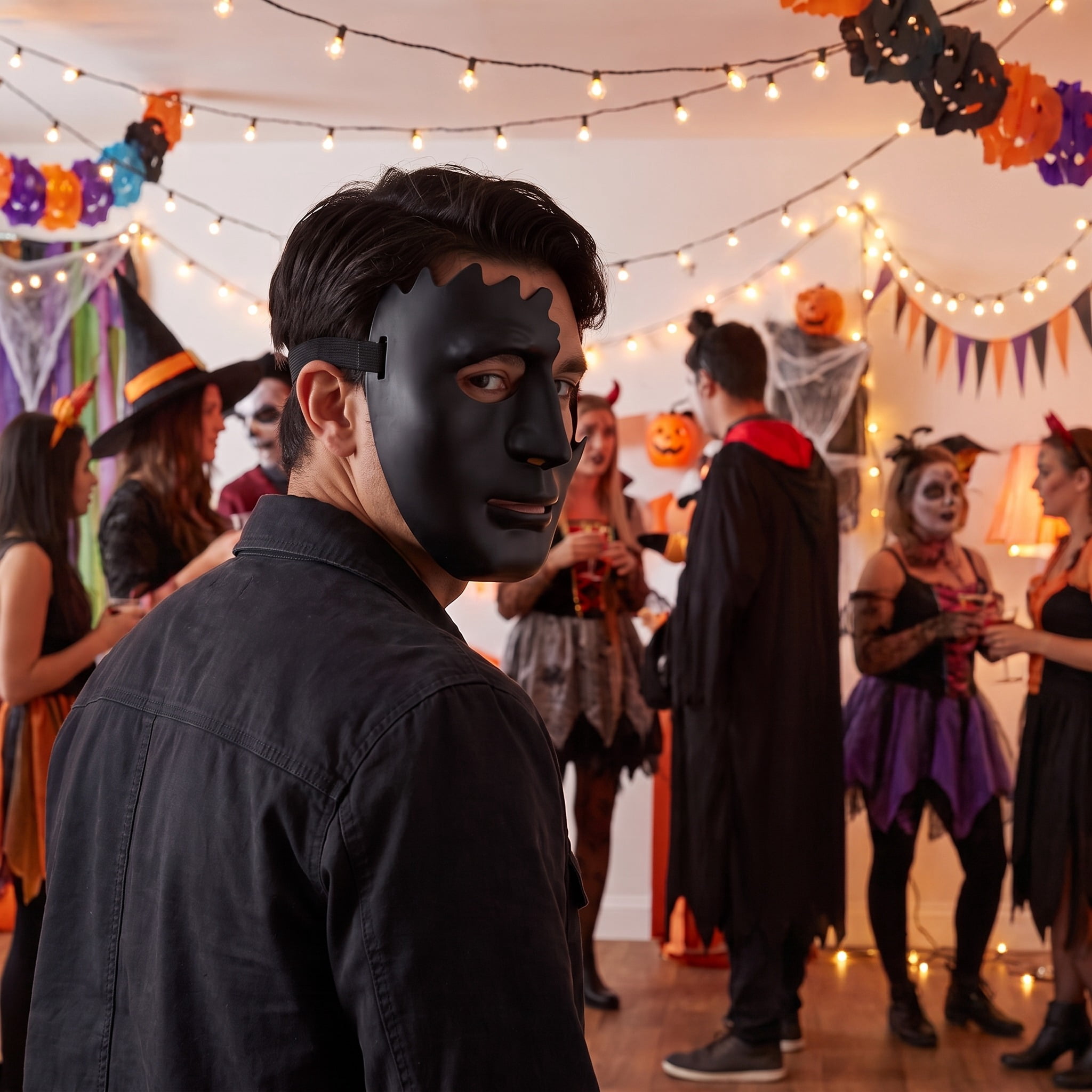 Cracked Half-Mask Costume Accessory for Adults, Black, Halloween by Way To Celebrate