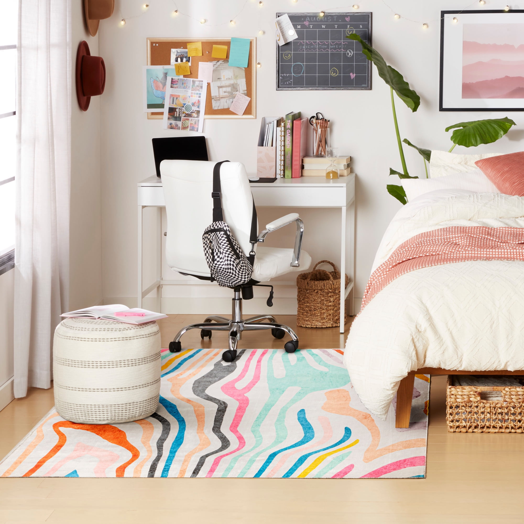 TOWN & COUNTRY PLAY Leta Zebra Stripe Kid's Washable Area Rug, Soft & Plush, Safe Non-Slip Backing, Bedroom Rug, Dorm Decor, Playroom & Classroom Rugs, Pink/Multi, 6'6"x9'2"